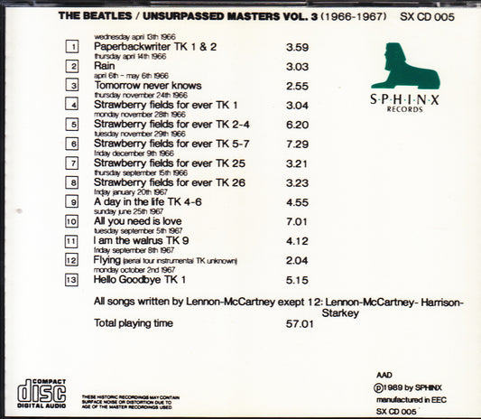 【CD】ビートルズ/アンサーパスド・マスターズ Vol,3 1966-'67(ブートレグ）