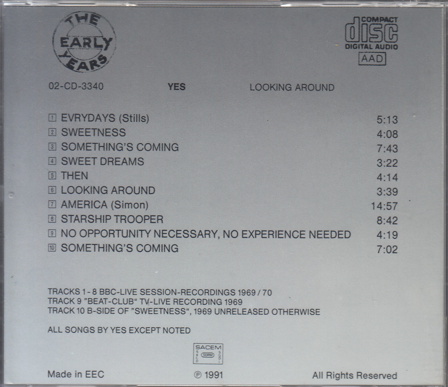 【CD】イエス/ルッキング・アラウンド-'69 BBCセッション他(ブートレグ)
