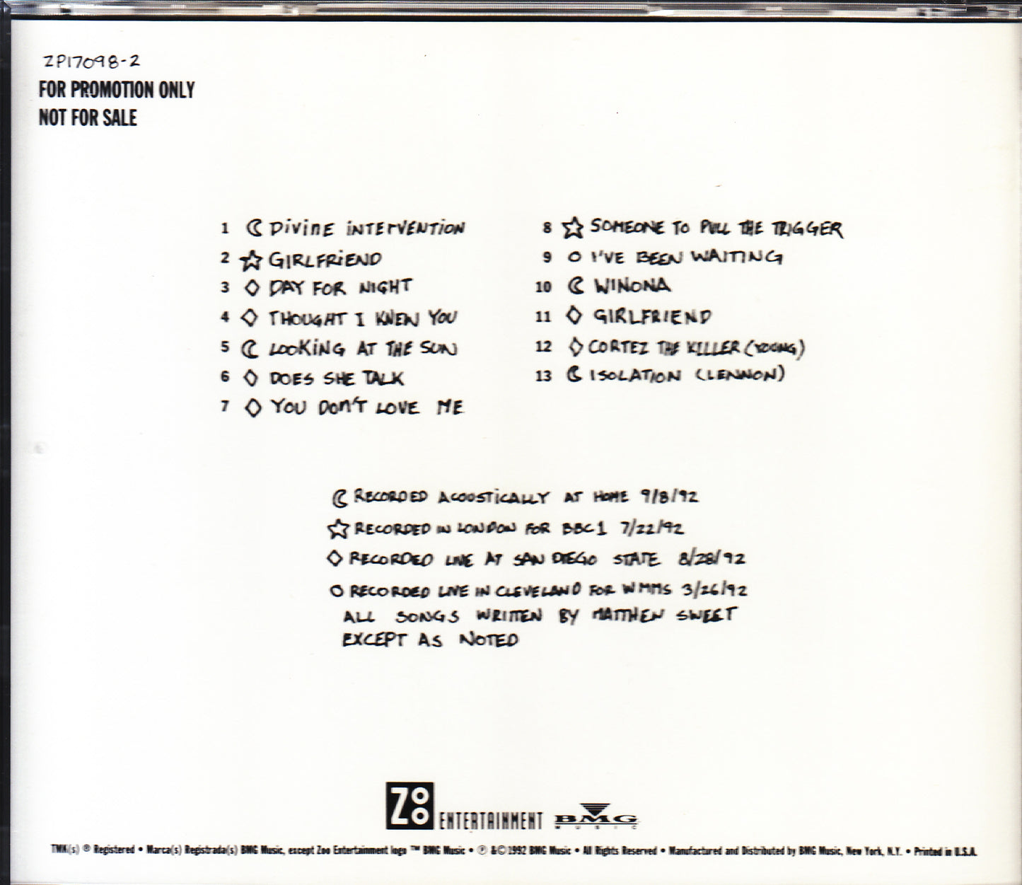 【CD] マシュー・スウィート/グッドフレンド('92/promo)